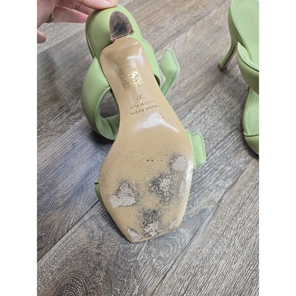 Gia Borghini GIA x Pernille Teisbaek Two Strap Padded Leather Sandals Green 37 - Picture 9 of 16